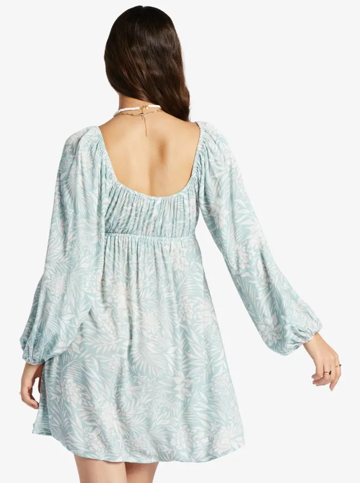 Roxy Dresses Sweetest Shores Puff Sleeve Dress Blue Surf Planao Apparel 8211 Women