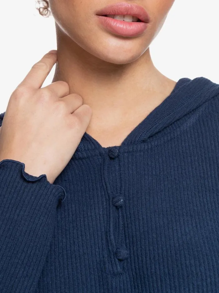 Roxy Fleece and Hoodies Cozy Day Long Sleeve Rib Knit Top Mood Indigo 8211 Women Roxy Fleece and Hoodies Cozy Day Long Sleeve Rib Knit Top Mood Indigo 8211 Women