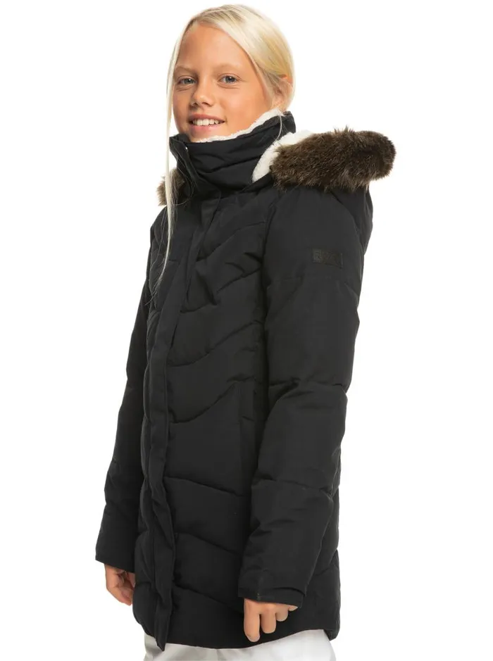 Roxy Girls Snow Girls039 416 Elsie Longline Winter Jacket True Black 8211 WomenKids Roxy Girls Snow Girls039 416 Elsie Longline Winter Jacket True Black 8211 WomenKids