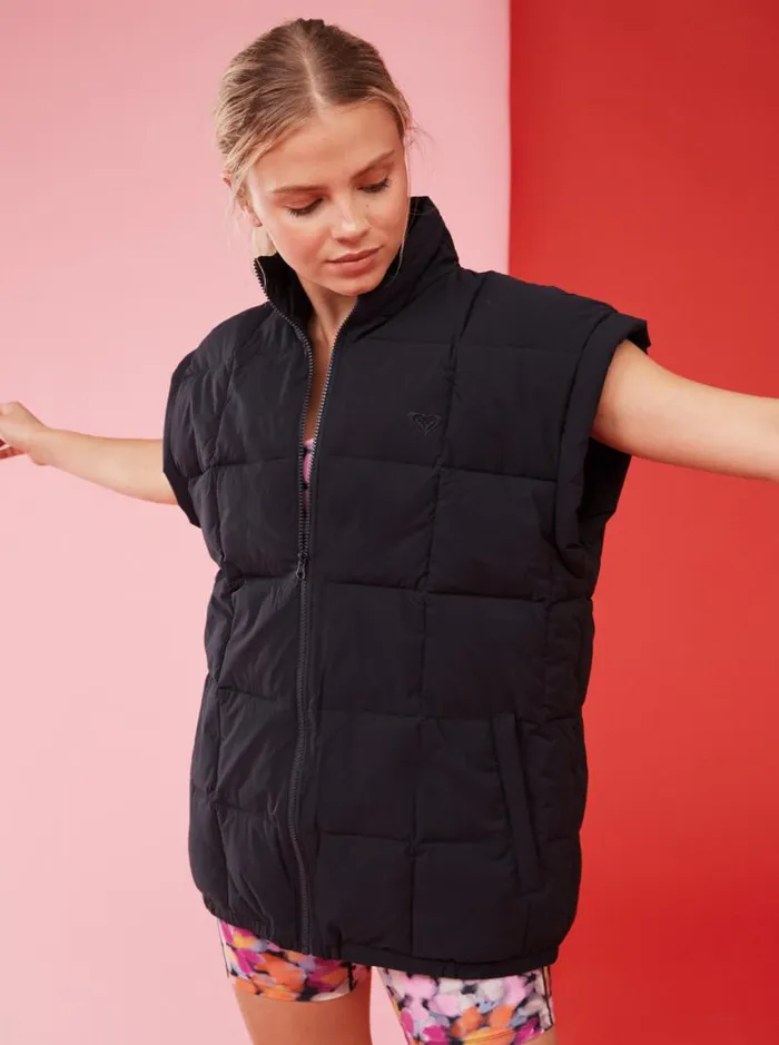 Roxy Jackets Waves Of Warmth Quilted Vest Anthracite 8211 Women