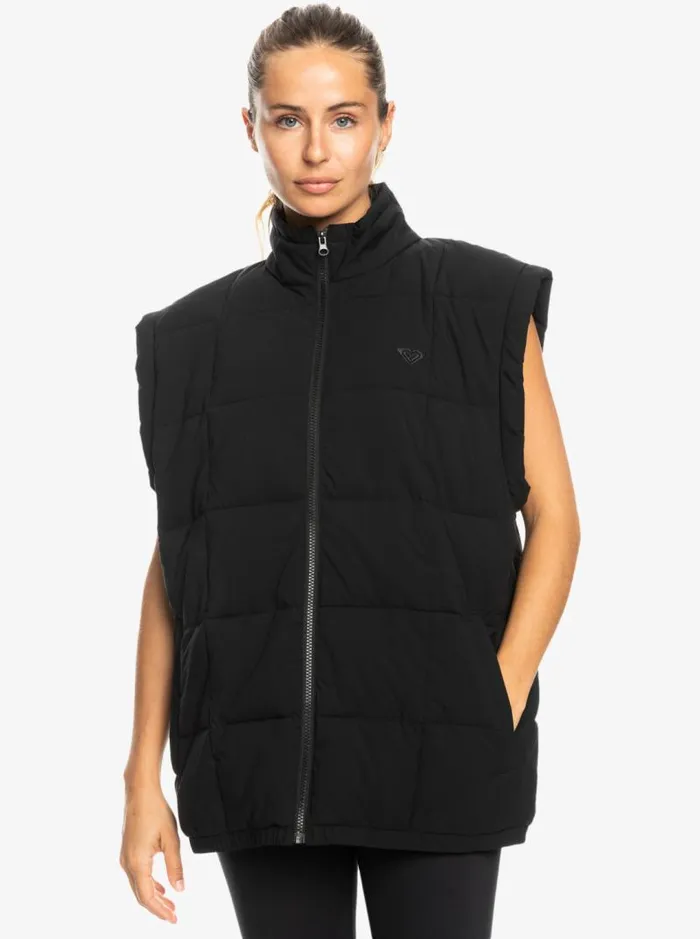 Roxy Jackets Waves Of Warmth Quilted Vest Anthracite 8211 Women Roxy Jackets Waves Of Warmth Quilted Vest Anthracite 8211 Women
