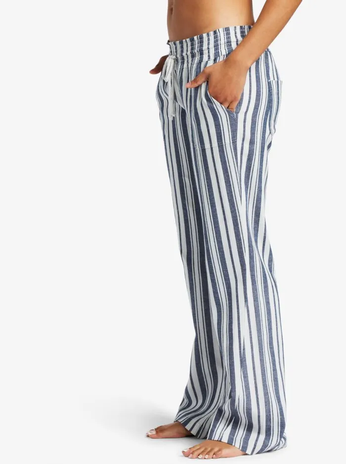 Roxy Pants and Jeans Oceanside Flared Pants Mood Indigo Paradise Stripe 8211 Women
