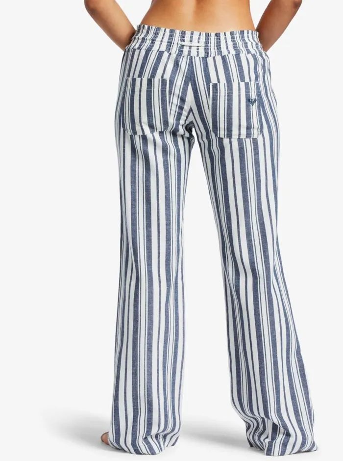 Roxy Pants and Jeans Oceanside Flared Pants Mood Indigo Paradise Stripe 8211 Women