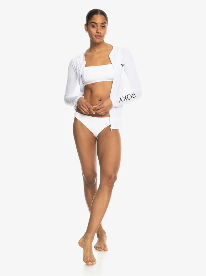 Roxy Rashguards New Essentials Long Sleeve ZipUp Rashguard Bright White 8211 Women