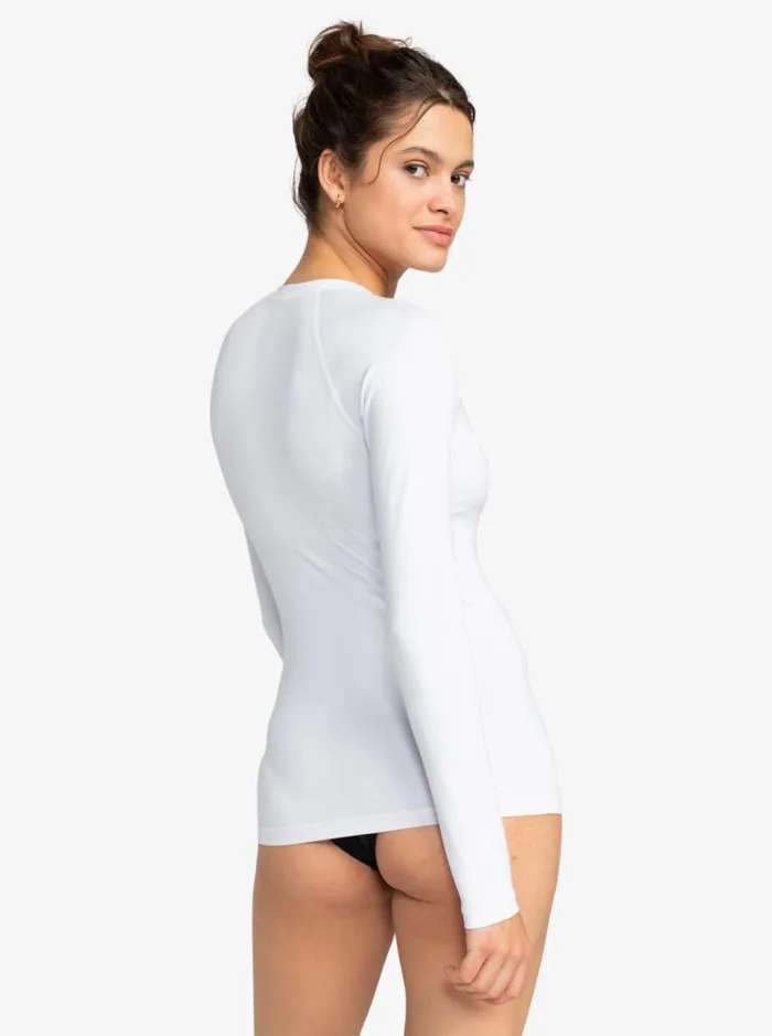 Roxy Rashguards New Essentials Long Sleeve ZipUp Rashguard Bright White 8211 Women