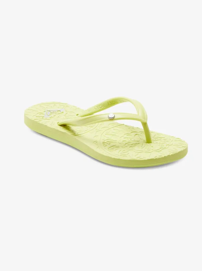 Roxy Shoes and Sandals Girl039s 416 Antilles FlipFlops Lime Green 8211 Kids
