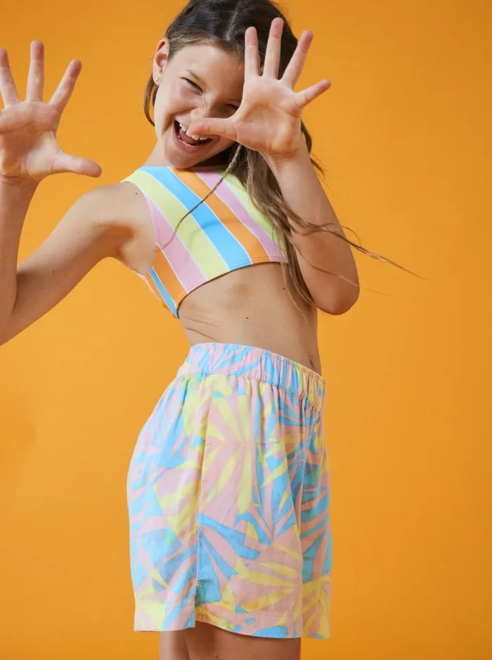 Roxy Skirts and Shorts Girl039s 416 Blue Ocean Floor Viscose Shorts For Girls Daiquiri Green All Palmed O Rg 8211 Kids