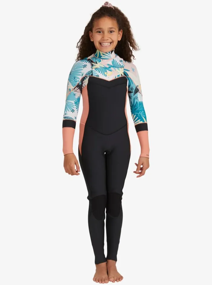 Roxy Surf 32mm Syncro 8211 Chest Zip Wetsuit For Girls Blackpale Coralbutter 8211 Kids