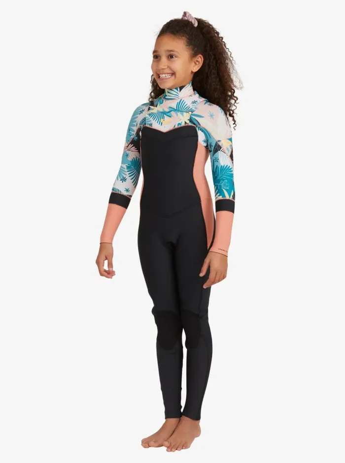 Roxy Surf 32mm Syncro 8211 Chest Zip Wetsuit For Girls Blackpale Coralbutter 8211 Kids