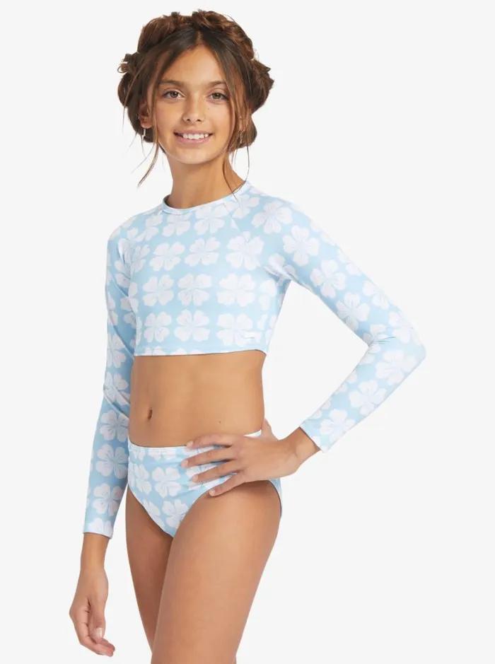 Roxy Surf Girls039 716 Vacation Memories Cropped LongSleeve Rashguard Set Clear Sky Clik 8211 Kids Roxy Surf Girls039 716 Vacation Memories Cropped LongSleeve Rashguard Set Clear Sky Clik 8211 Kids