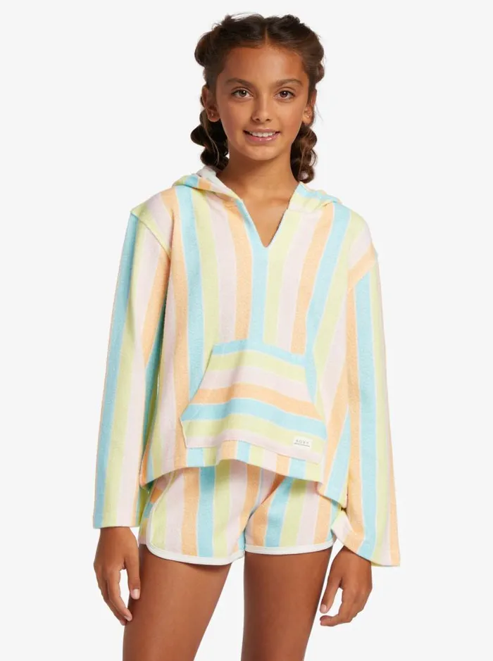 Roxy Sweatshirts and Hoodies Girl039s 416 The Rainbow Climb Poncho Hoodie For Girls Bachelor Button Rainbow Rays 8211 Kids