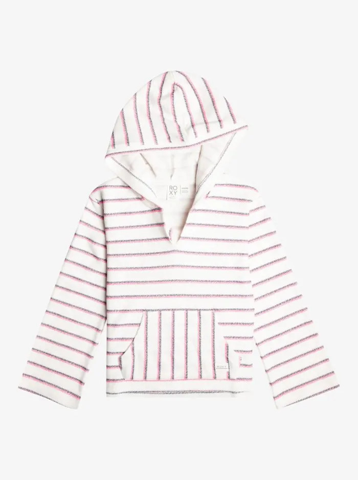Roxy Sweatshirts and Hoodies Girl039s 416 The Rainbow Climb Poncho Hoodie For Girls White Marina Stripe 8211 Kids