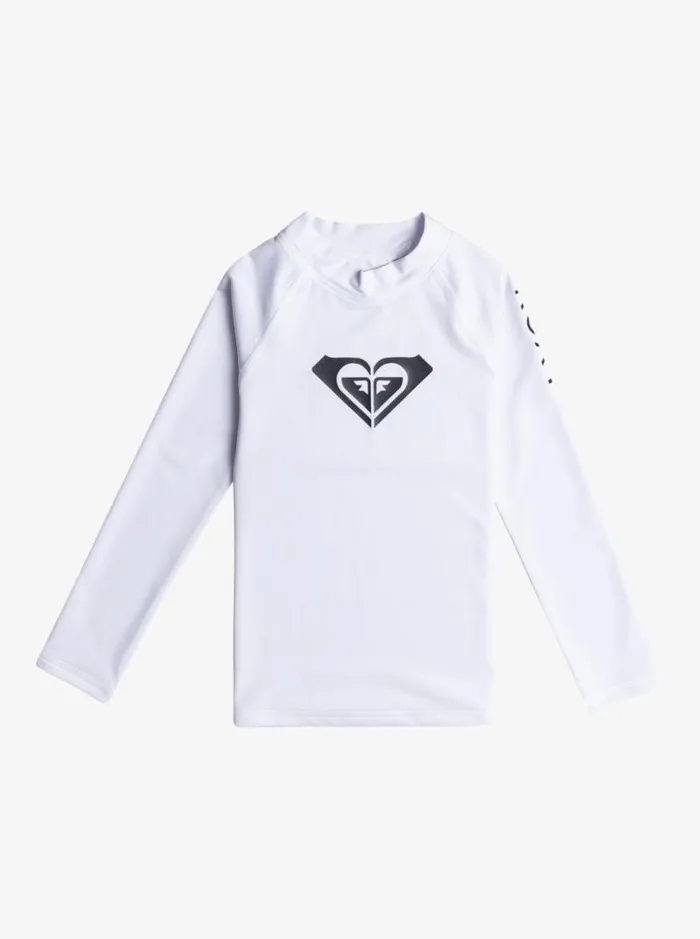 Roxy Swim Girl039s 27 Whole Hearted Long Sleeve UPF 50 Rashguard Bright White 8211 Kids