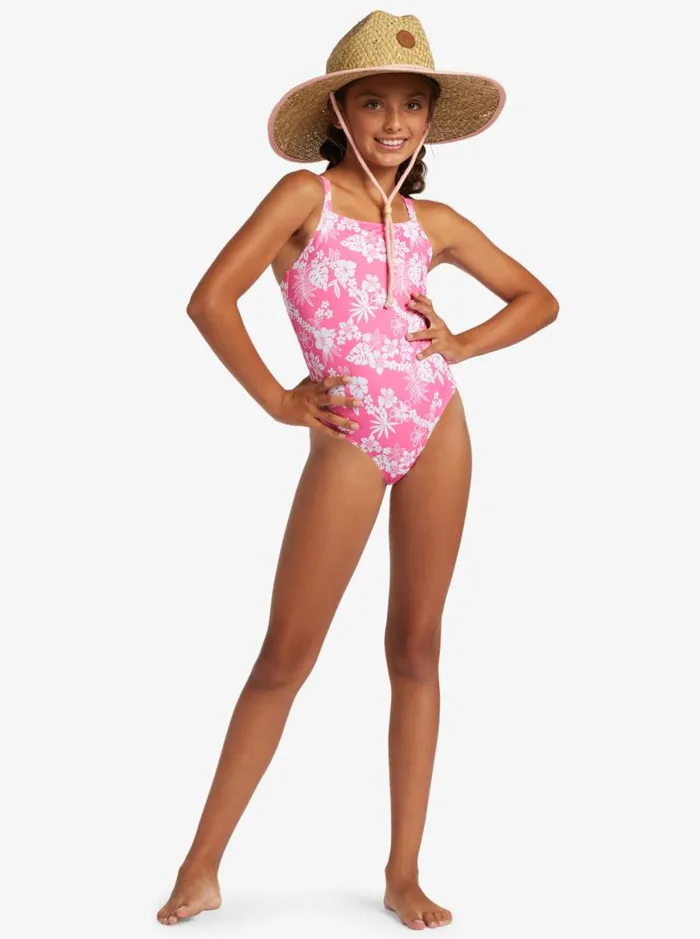 Roxy Swim Girl039s 416 Aloha Spirit OnePiece Swimsuit For Girls Shocking Pink Hello Aloha Smal 8211 Kids