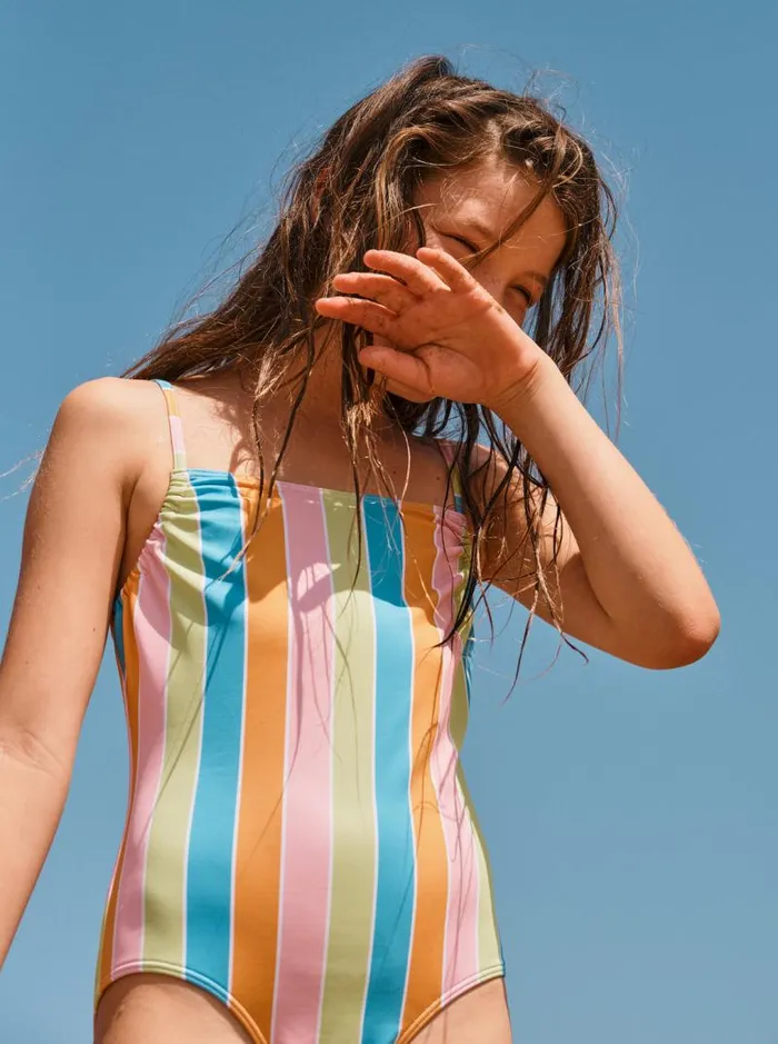 Roxy Swim Girl039s 416 Last In Paradise OnePiece Swimsuit For Girls Bachelor Button Rainbow Rays 8211 Kids