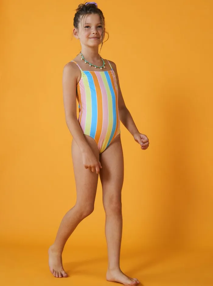 Roxy Swim Girl039s 416 Last In Paradise OnePiece Swimsuit For Girls Bachelor Button Rainbow Rays 8211 Kids
