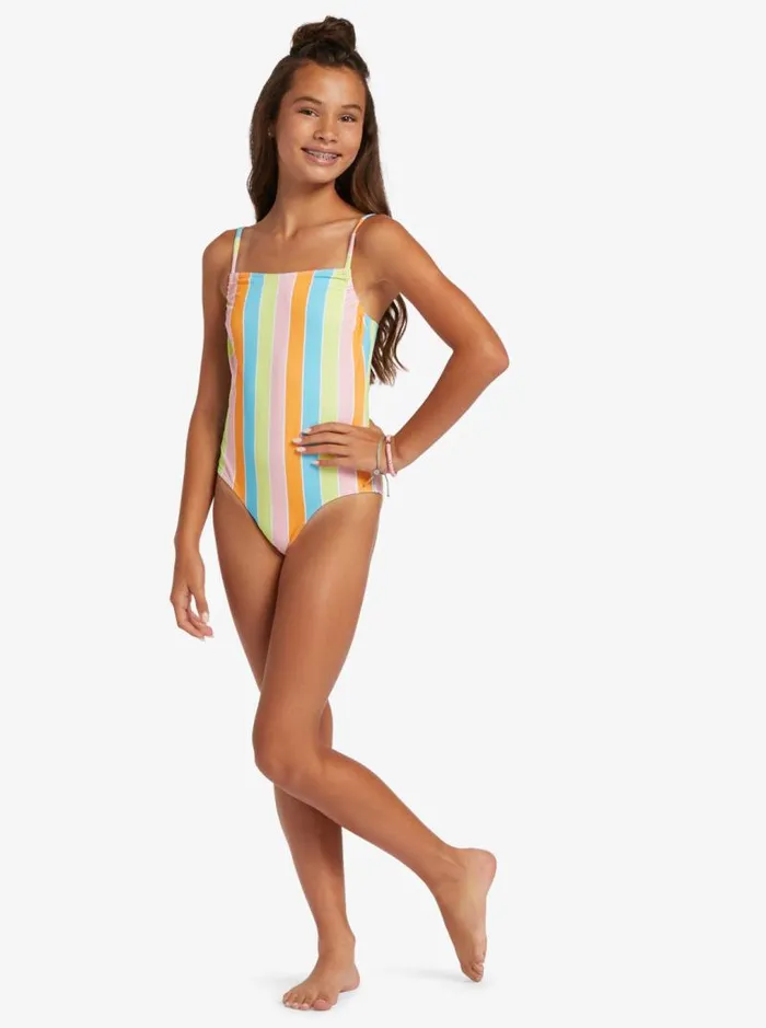Roxy Swim Girl039s 416 Last In Paradise OnePiece Swimsuit For Girls Bachelor Button Rainbow Rays 8211 Kids