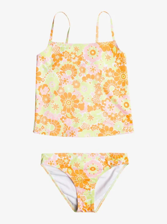 Roxy Swim Girl039s 416 Last In Paradise Two Piece Tankini Set For Girls Mock Orange Piece Of Paradise 8211 Kids