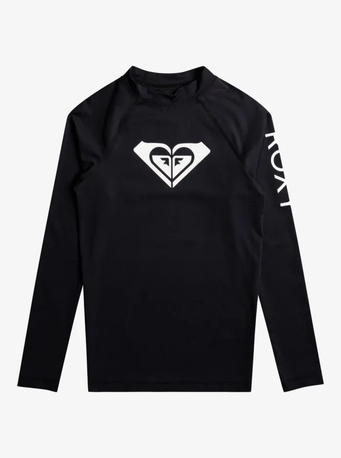 Roxy Swim Girl039s 716 Whole Hearted Long Sleeve UPF 50 Rashguard Anthracite 8211 Kids