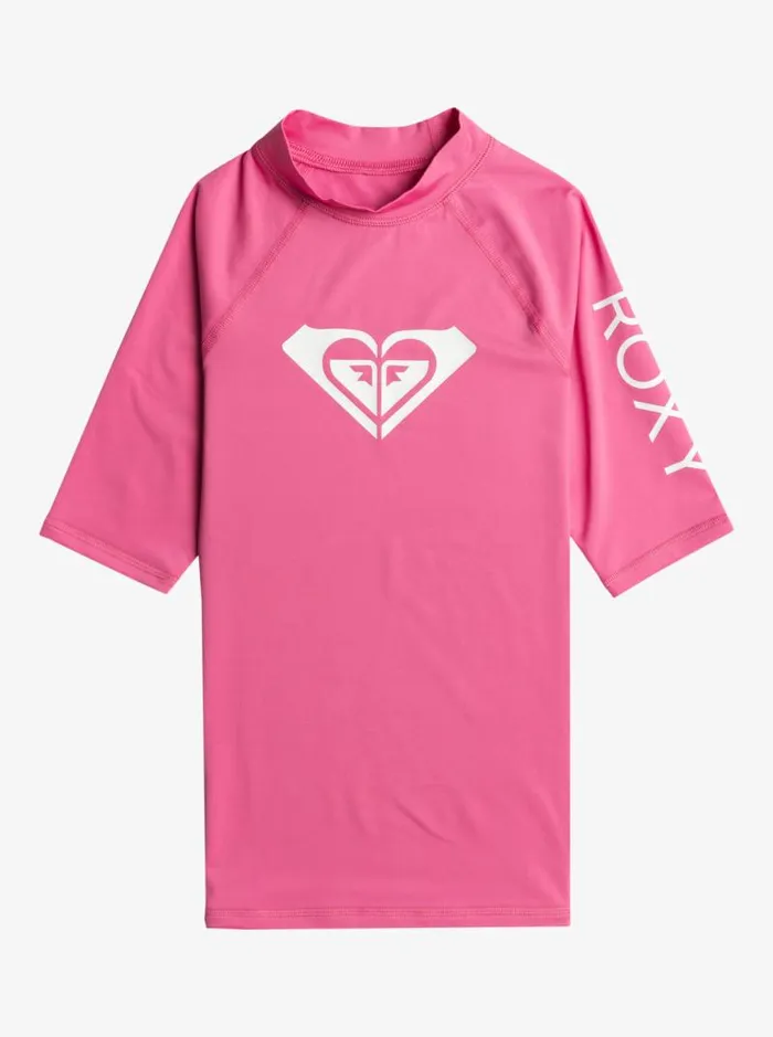 Roxy Swim Girl039s 716 Wholehearted UPF 50 Short Sleeve Rashguard Shocking Pink 8211 Kids Roxy Swim Girl039s 716 Wholehearted UPF 50 Short Sleeve Rashguard Shocking Pink 8211 Kids