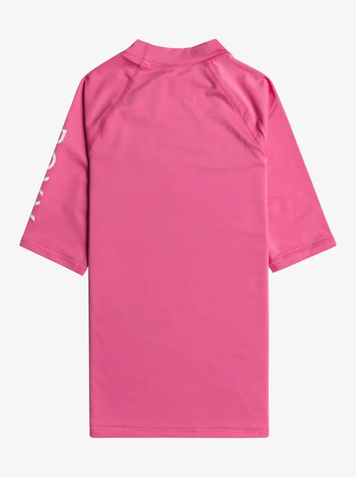 Roxy Swim Girl039s 716 Wholehearted UPF 50 Short Sleeve Rashguard Shocking Pink 8211 Kids