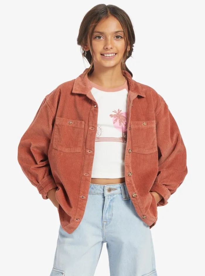 Roxy Tees and Tanks Girls039 416 Something Beautiful Solid Oversized Corduroy Shirt Cedar Wood 8211 Kids Roxy Tees and Tanks Girls039 416 Something Beautiful Solid Oversized Corduroy Shirt Cedar Wood 8211 Kids