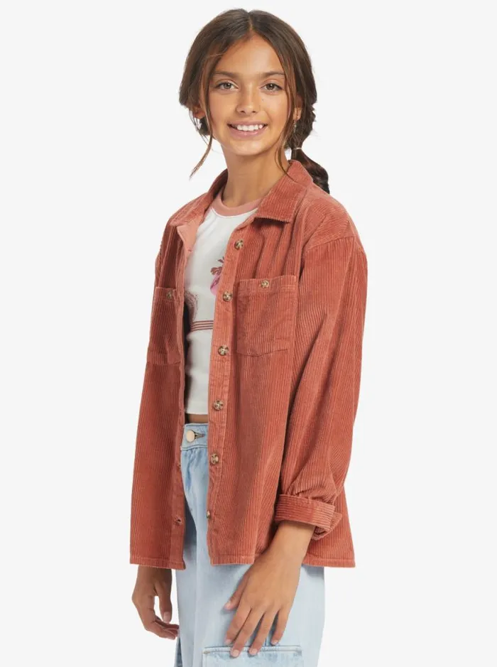 Roxy Tees and Tanks Girls039 416 Something Beautiful Solid Oversized Corduroy Shirt Cedar Wood 8211 Kids Roxy Tees and Tanks Girls039 416 Something Beautiful Solid Oversized Corduroy Shirt Cedar Wood 8211 Kids