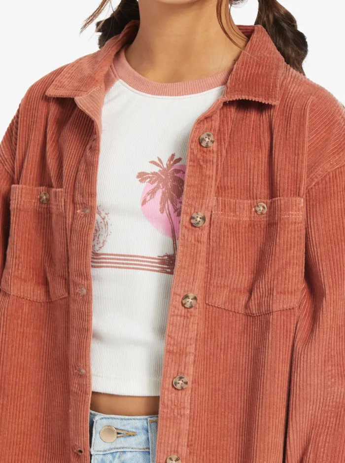 Roxy Tees and Tanks Girls039 416 Something Beautiful Solid Oversized Corduroy Shirt Cedar Wood 8211 Kids Roxy Tees and Tanks Girls039 416 Something Beautiful Solid Oversized Corduroy Shirt Cedar Wood 8211 Kids