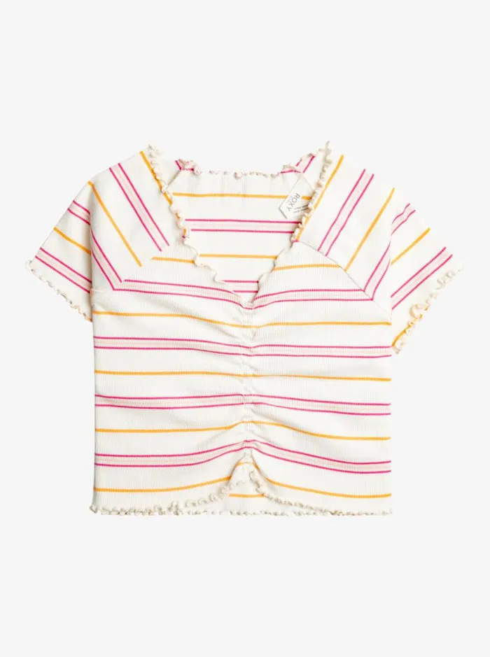 Roxy Tops Get The Party Started TShirt For Girls Snow White Houla Stripe 8211 Kids