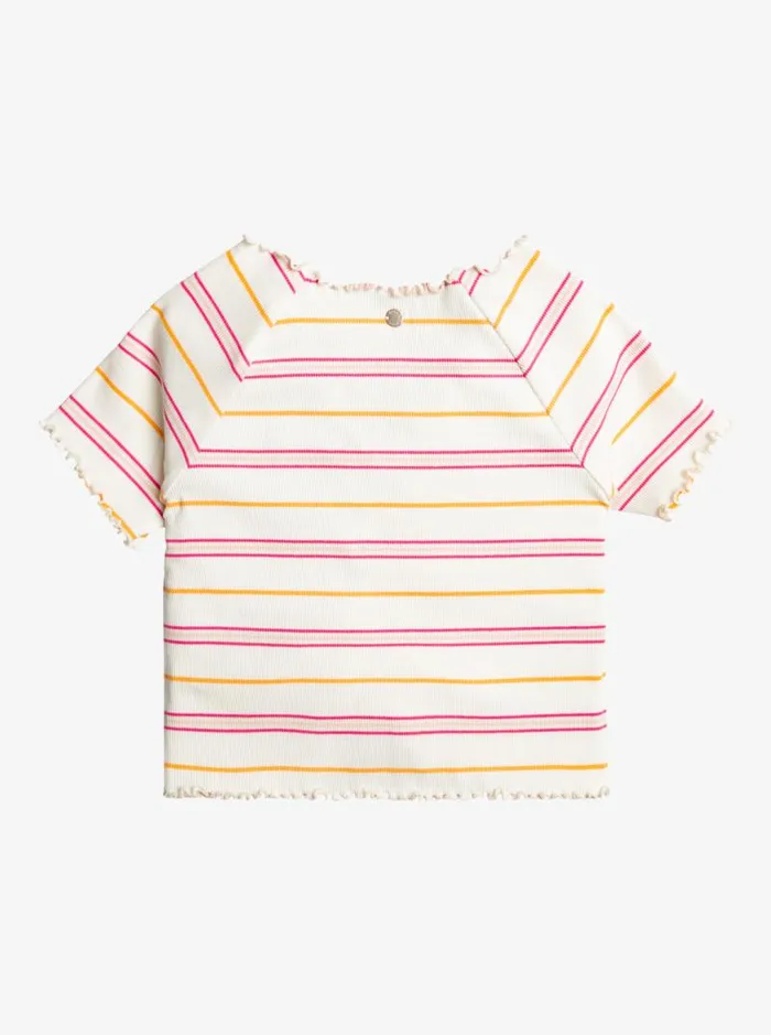 Roxy Tops Get The Party Started TShirt For Girls Snow White Houla Stripe 8211 Kids Roxy Tops Get The Party Started TShirt For Girls Snow White Houla Stripe 8211 Kids