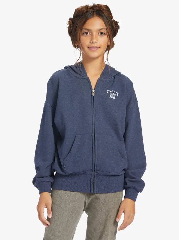 Roxy Tops Girl039s 416 Better Mistakes B ZipUp Hoodie Mood Indigo 8211 Kids