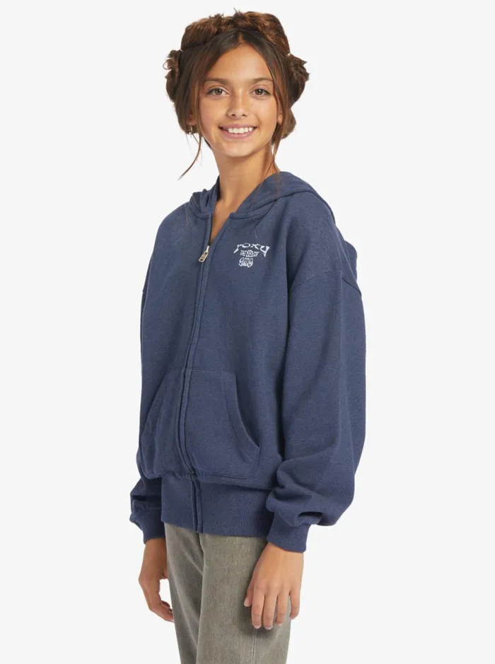 Roxy Tops Girl039s 416 Better Mistakes B ZipUp Hoodie Mood Indigo 8211 Kids
