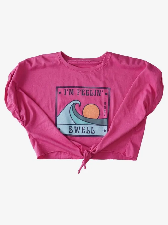 Roxy Tops Girl039s 416 Wave Flow Boyfriend TShirt Pink Guava 8211 Kids