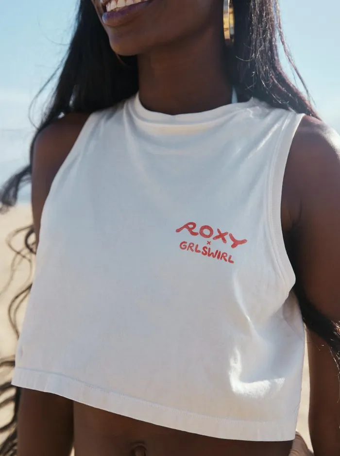 Roxy Tops Roxy X Grl Swirl Cropped Vest Top Tapioca 8211 Women Roxy Tops Roxy X Grl Swirl Cropped Vest Top Tapioca 8211 Women