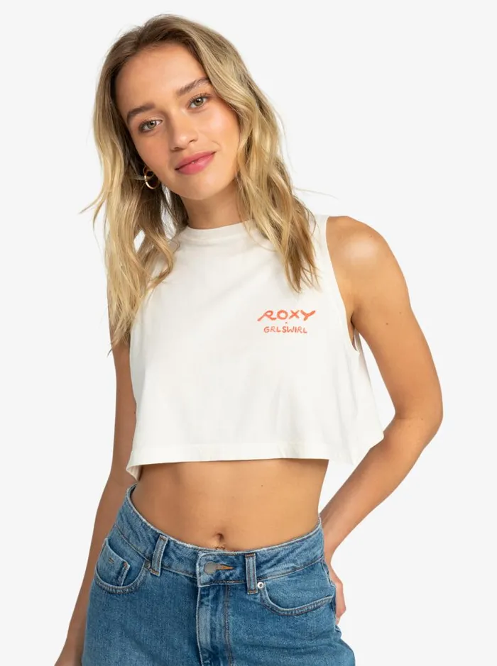 Roxy Tops Roxy X Grl Swirl Cropped Vest Top Tapioca 8211 Women Roxy Tops Roxy X Grl Swirl Cropped Vest Top Tapioca 8211 Women