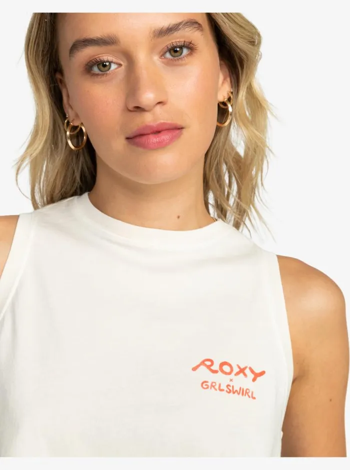 Roxy Tops Roxy X Grl Swirl Cropped Vest Top Tapioca 8211 Women Roxy Tops Roxy X Grl Swirl Cropped Vest Top Tapioca 8211 Women