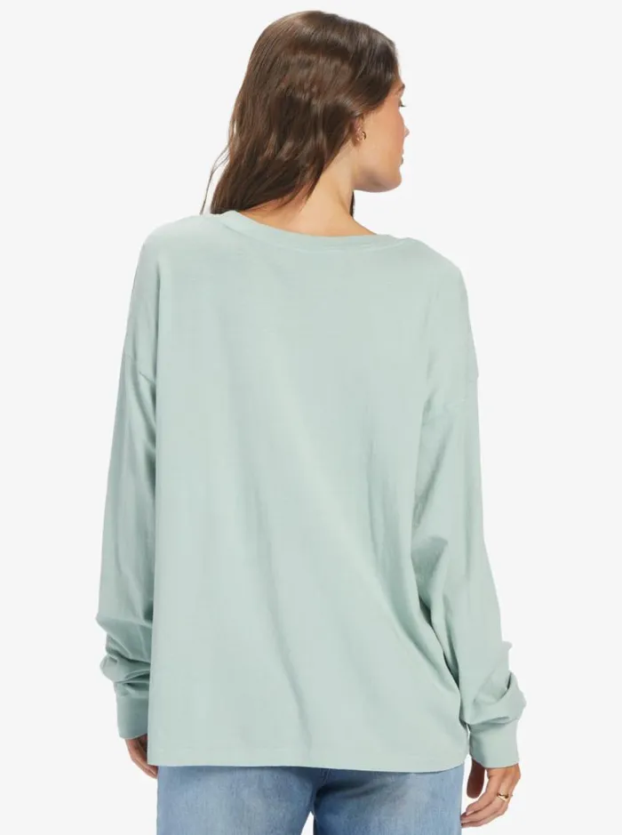 Roxy Tops Surf Tropics Oversized Long Sleeve TShirt Blue Surf 8211 Women Roxy Tops Surf Tropics Oversized Long Sleeve TShirt Blue Surf 8211 Women