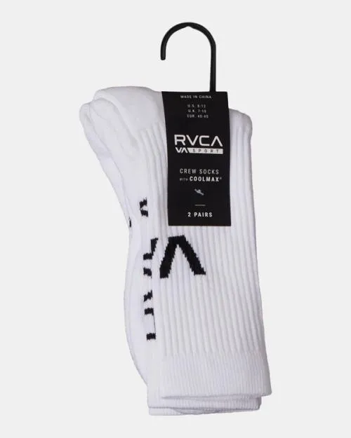 Rvca 2 Pack Sport Vent Cushion Crew Socks White SportMen Other Accessories