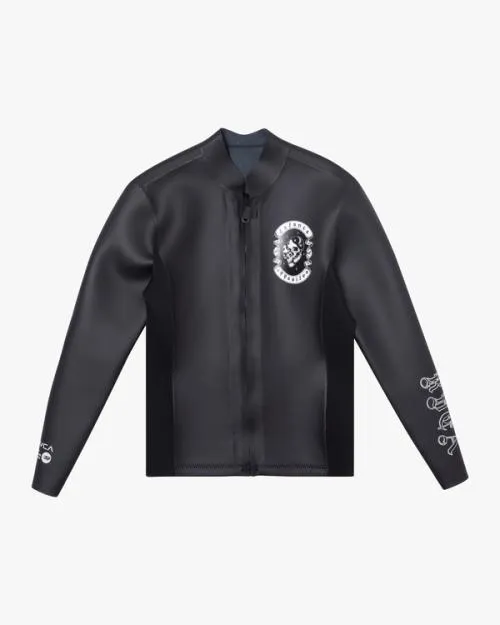 Rvca 2mm Benjamin Jeanjean Front Zip Wetsuit Jacket Black Surf Neoprene Tops