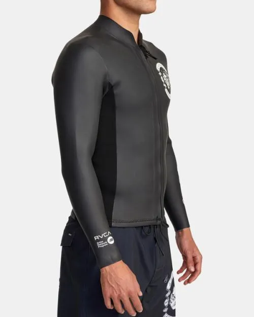 Rvca 2mm Benjamin Jeanjean Front Zip Wetsuit Jacket Black Surf Neoprene Tops