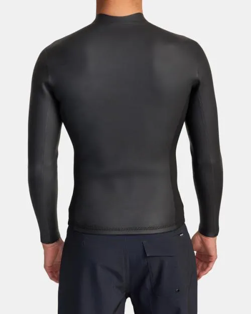 Rvca 2mm Benjamin Jeanjean Front Zip Wetsuit Jacket Black Surf Neoprene Tops