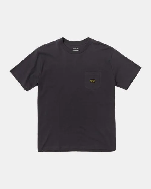 Rvca Americana Label TShirt Garage Blue Men Short Sleeves