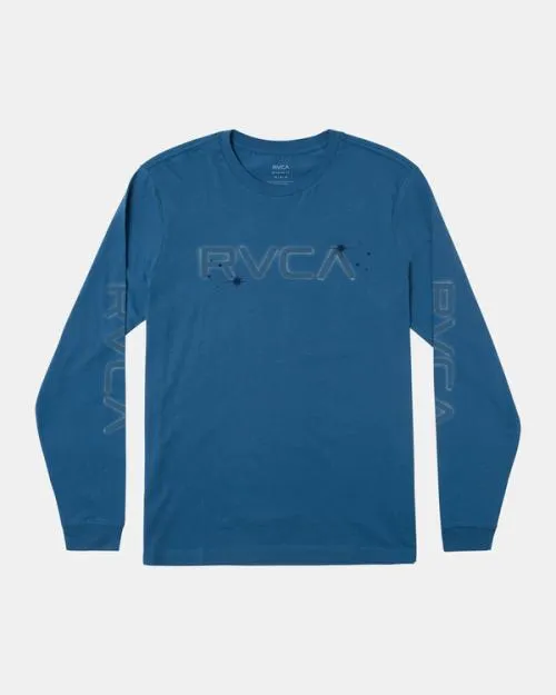 Rvca Big Airbrush Long Sleeve TShirt Cool Blue Men Tees and Tanks