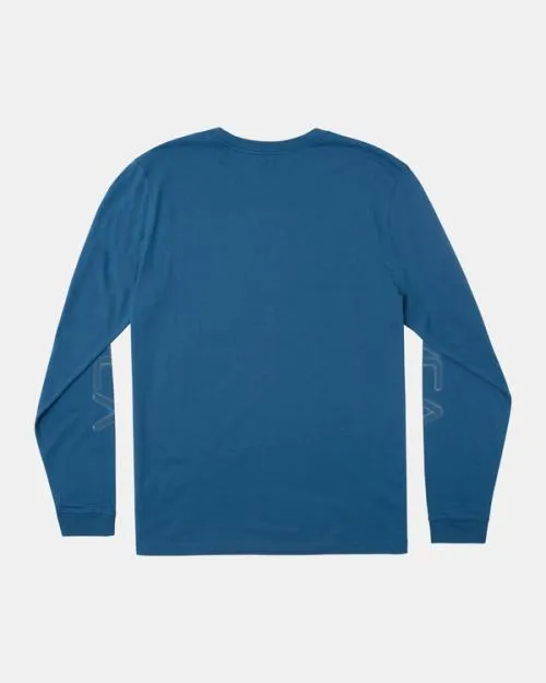Rvca Big Airbrush Long Sleeve TShirt Cool Blue Men Tees and Tanks