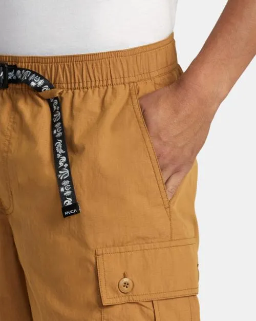 Rvca Civic Utility 18034 Elastic Shorts Camel Men Shorts and Hybrids