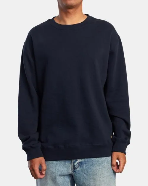 Rvca Day Shift Crewneck Sweatshirt New Navy Men Hoodies and Sweatshirts