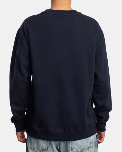 Rvca Day Shift Crewneck Sweatshirt New Navy Men Hoodies and Sweatshirts