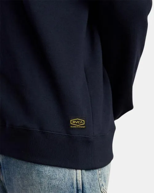 Rvca Day Shift Crewneck Sweatshirt New Navy Men Hoodies and Sweatshirts