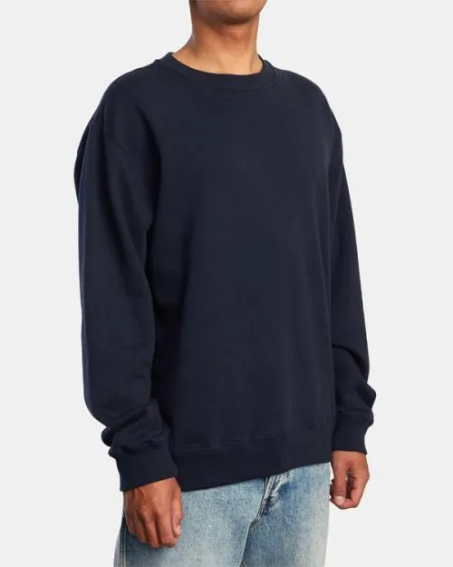 Rvca Day Shift Crewneck Sweatshirt New Navy Men Hoodies and Sweatshirts