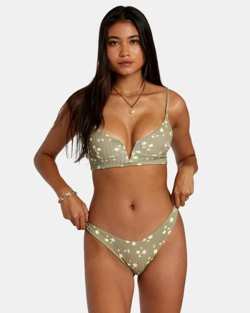 Rvca Decoupage High Leg Bikini Bottoms Aloe Women Bikini Bottoms